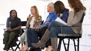 Denverite assistant editor Ashley Dean speaks on a Denver Startup Week panel near The Commons on Champa, Sept. 26, 2018. (Kevin J. Beaty/Denverite)