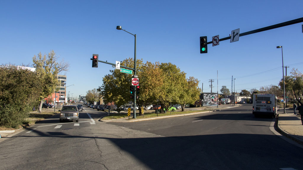 Downing Street at 36th Avenue, Oct. 16, 2018. (Kevin J. Beaty/Denverite)