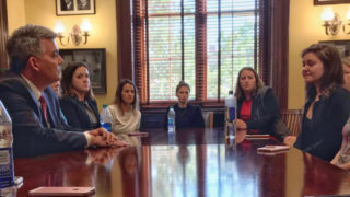 Sen. Cory Gardner visits with sexual assault survivors to discuss Judge Brett Kavanaugh's confirmation vote on Thursday, Oct. 4, 2018, in Washington. Photo courtesy of Alex Ferencz.