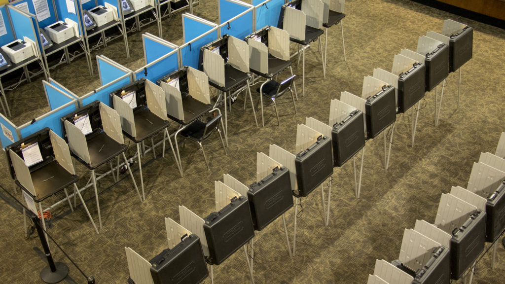 Early morning at Denver Elections' downtown headquarters on voting day, Nov. 6, 2018. (Kevin J. Beaty/Denverite)