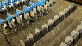 Early morning at Denver Elections' downtown headquarters on voting day, Nov. 6, 2018. (Kevin J. Beaty/Denverite)