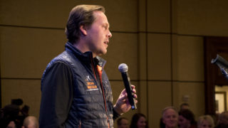 Colorado Treasurer candidate Brian Watson gives a concession speech at the Colorado Republicans' election day party, Nov. 6, 2018. (Kevin J. Beaty/Denverite)