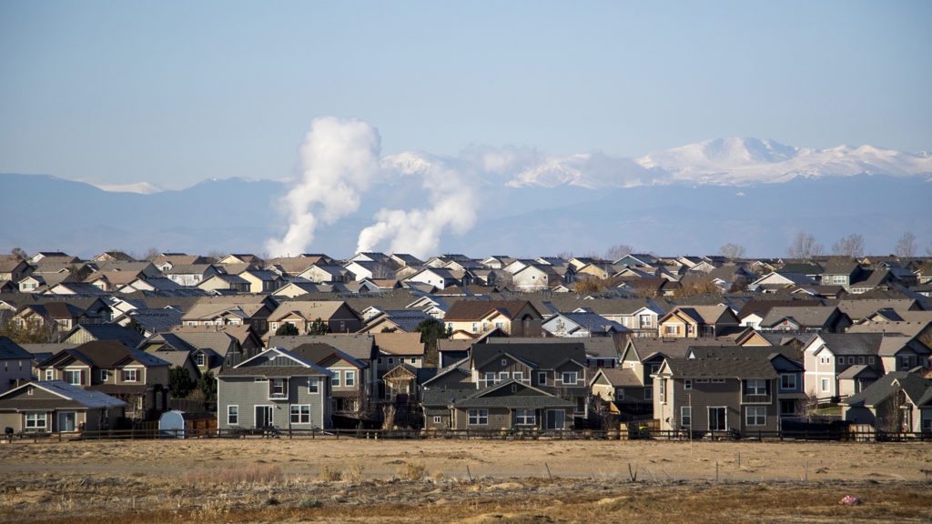 Many, many new homes in Commerce City, Nov. 9, 2018. (Kevin J. Beaty/Denverite)