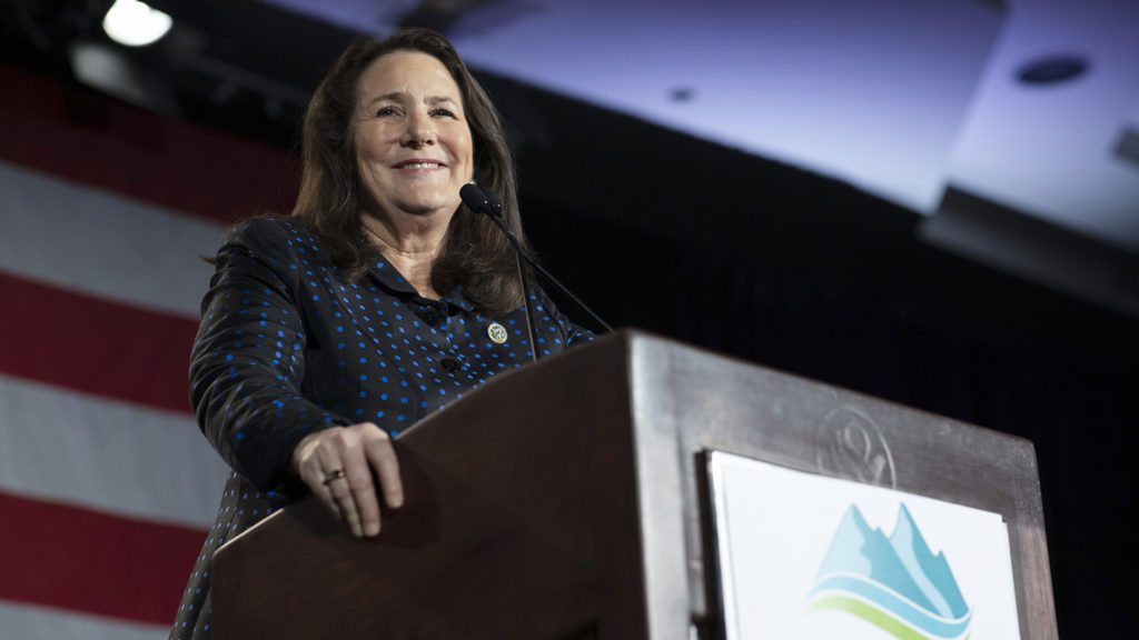 U.S. Rep. Diana Degette speaks during the Colorado Democrats' election night party, Nov. 6, 2018. (Aly McClaran for Denverite)