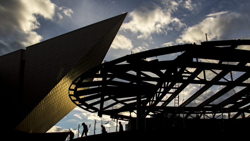 The Denver Art Museum's north building is under construction, Dec. 5, 2018. (Kevin J. Beaty/Denverite)