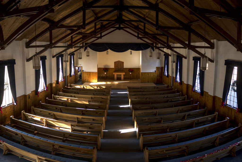 Inside the historic Eisenhower Chapel in Lowry, Dec. 13, 2018. (Kevin J. Beaty/Denverite)