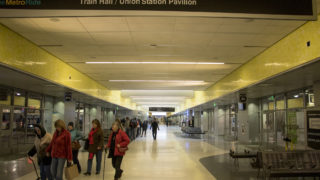 Chestnut Pavilion, the bus shelter at Union Station, Dec. 13, 2018. (Kevin J. Beaty/Denverite)