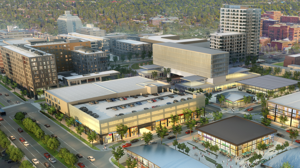 A rendering of the 9th and Colorado development includes the Bridge to the Future. Courtesy Continuum Partners