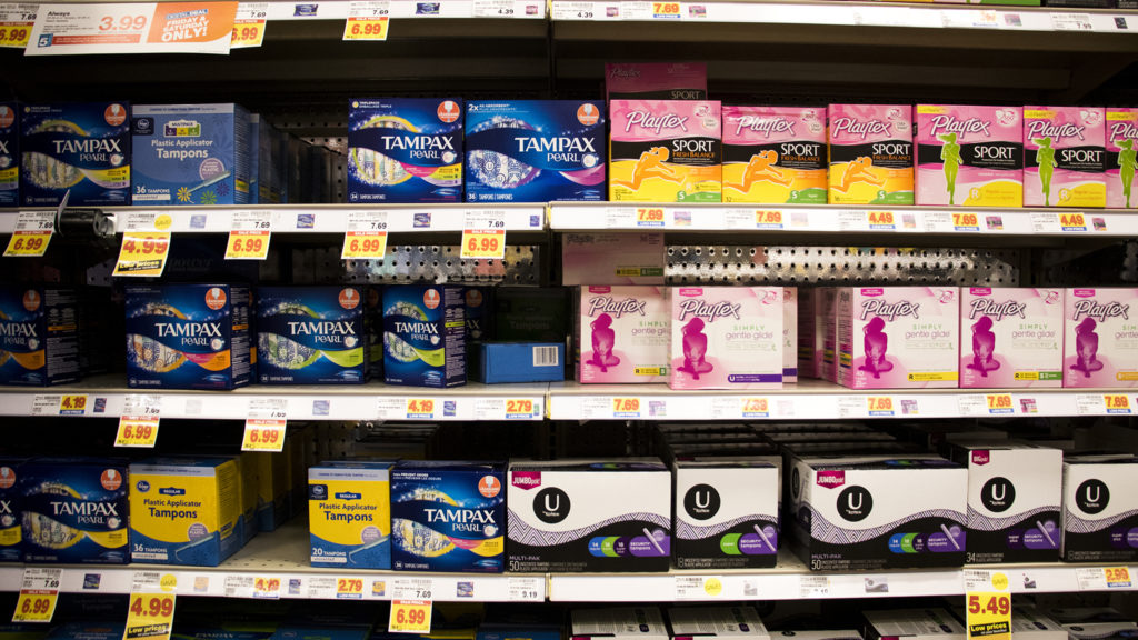 Tampons for sale by a local purveyor, Jan. 11, 2019. (Kevin J. Beaty/Denverite)