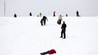 Ruby Hill is a sledding run on a snowy day, Jan. 12, 2019. (Kevin J. Beaty/Denverite)