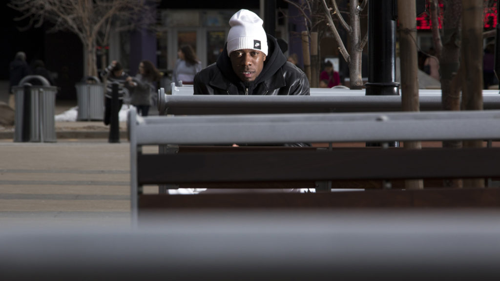 D-Trait poses for a portrait at Stapleton's Northfield Mall, Jan. 19, 2018. (Kevin J. Beaty/Denverite)