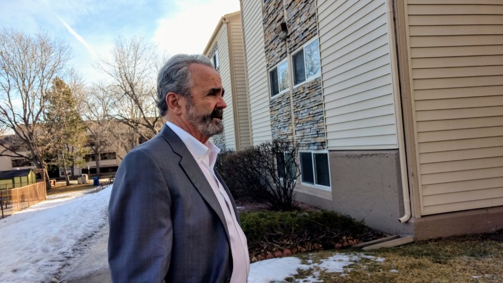 Rocky Mountain Communities CEO and President Richard Taft at the Garden Court Apartments. (Donna Bryson/Denverite)