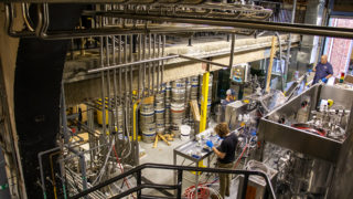 A canning operation in the works at Tivoli Brewing Co.'s historic home on the Auraria Campus, March 1, 2019. (Kevin J. Beaty/Denverite)