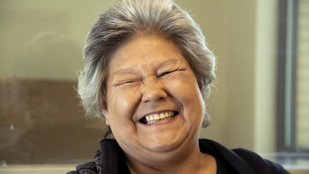 Phyllis Barros speaks to a reporter inside Delores Project's new shelter space, April 24, 2019. (Kevin J. Beaty/Denverite)