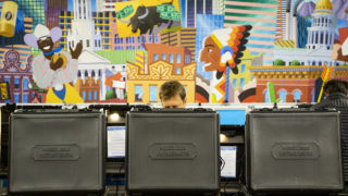 A Denverite votes at Denver Elections Division on Election Day, May 7, 2019. (Kevin J. Beaty/Denverite)