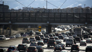 I-25 with a lot of traffic. (Kevin J. Beaty/Denverite)