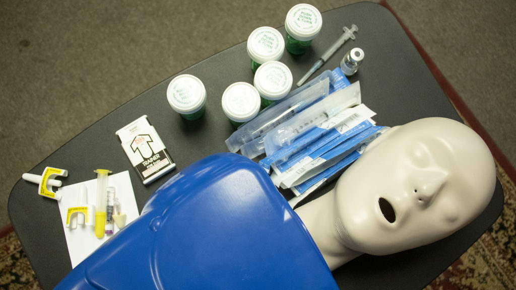 Naloxone kits at the Harm Reduction Action Center, June 1, 2019. (Kevin J. Beaty/Denverite)