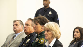 District Attorney Beth McCann attends a press conference announcing the new RAVEN law enforcement program, June 12, 2019. (Kevin J. Beaty/Denverite)