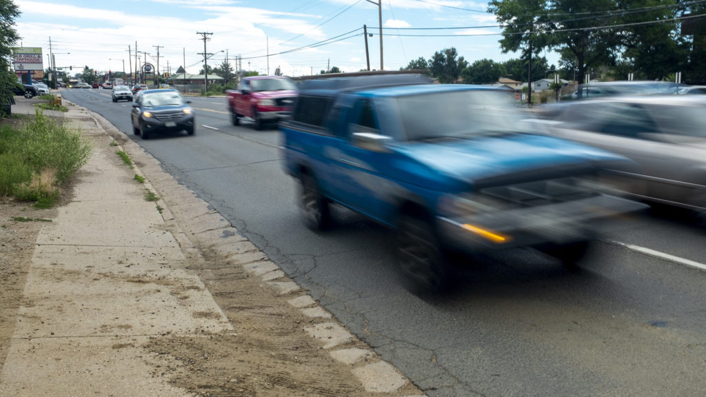 Traffic on Leetsdale Drive, July 8, 2019. (Kevin J. Beaty/Denverite)
