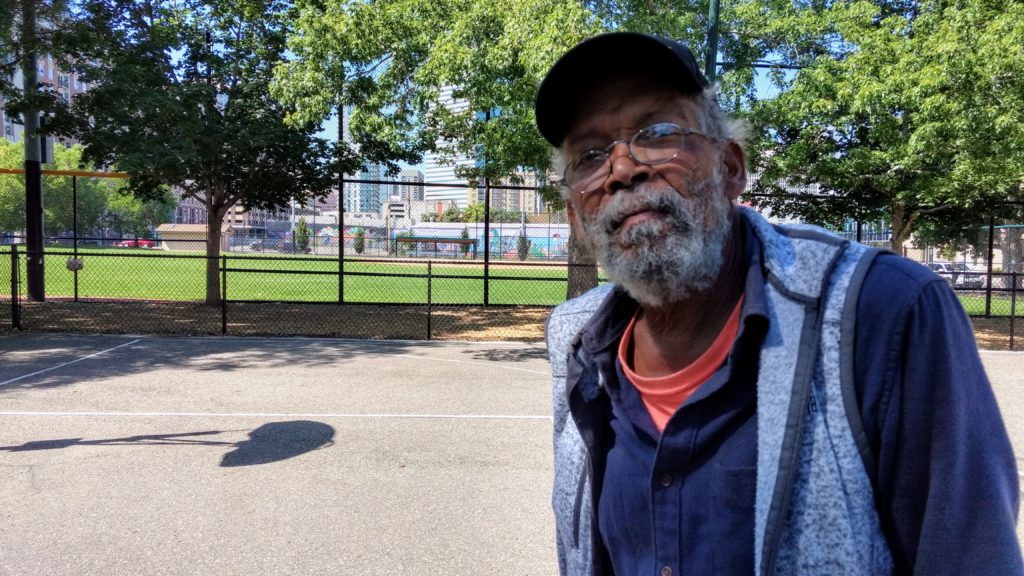 Jaquer Einar Simms at Sonny Lawson Park on July 29, 2019. (Donna Bryson/Denverite)