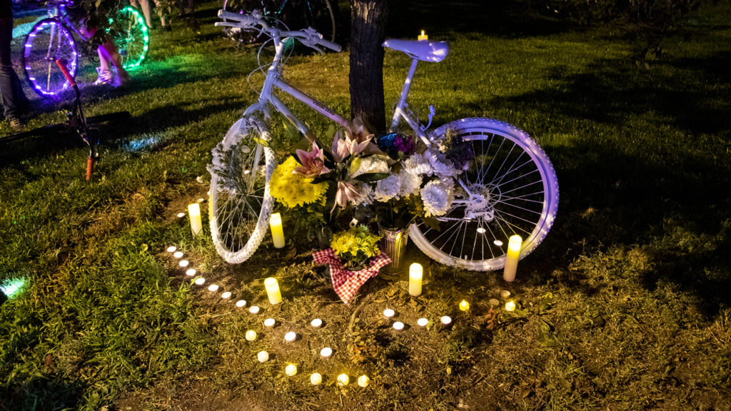 A vigil for Alexis Bounds after the Denver Cruisers arrived. July 31, 2019. (Kevin J. Beaty/Denverite)
