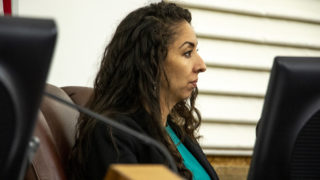 District 9 Councilwoman Candi CdeBaca at her desk. Aug. 5, 2019. (Kevin J. Beaty/Denverite)