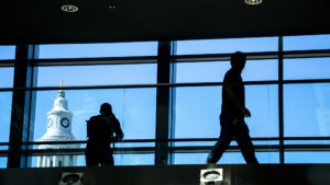 Workers at the Wellington Webb Municipal Building. (Kevin J. Beaty/Denverite)