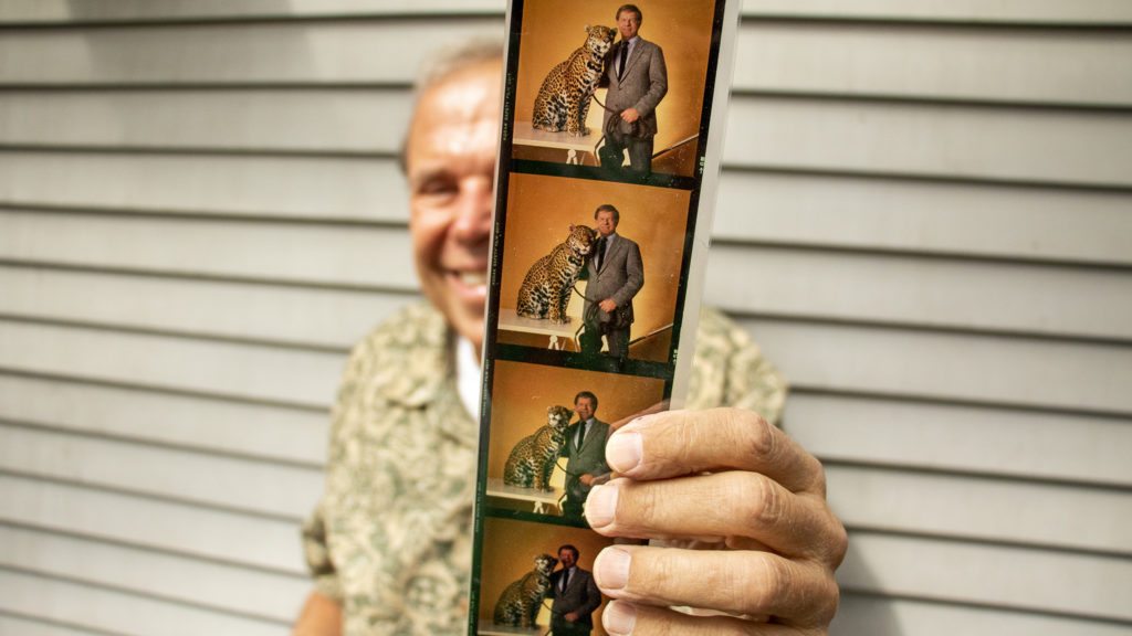 Mark Kiryluk shows out-takes from his cover shoot of Red Miller for Denver Magazine. Aug. 26, 2019. (Kevin J. Beaty/Denverite)