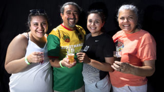 Lindsey, Adrian, Jessica and Alma Vargas. Suave Fest, by Raices Brewing, Sept. 14, 2019. (Kevin J. Beaty/Denverite)