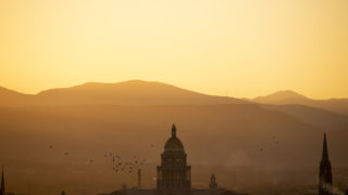 Sunset over the Colorado State Capitol. Oct. 16, 2019.