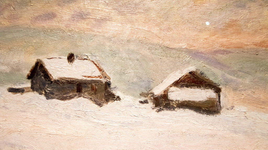 "The Houses in the Snow, Norway" on display in the Denver Art Museum's "Claude Monet: The Truth of Nature" exhibit Oct. 17, 2019. (Kevin J. Beaty/Denverite)