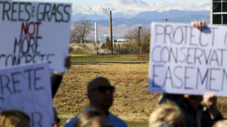 A view of the mountains from Park Hill Golf Course, something activists are afraid will disappear if the space is redeveloped. Oct. 22, 2019. (Kevin J. Beaty/Denverite)