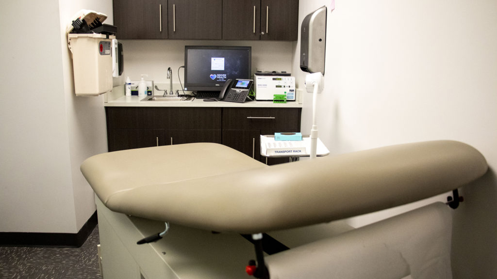 An exam room in the Rose Andom Center's new medical clinic, Oct. 31, 2019. (Kevin J. Beaty/Denverite)