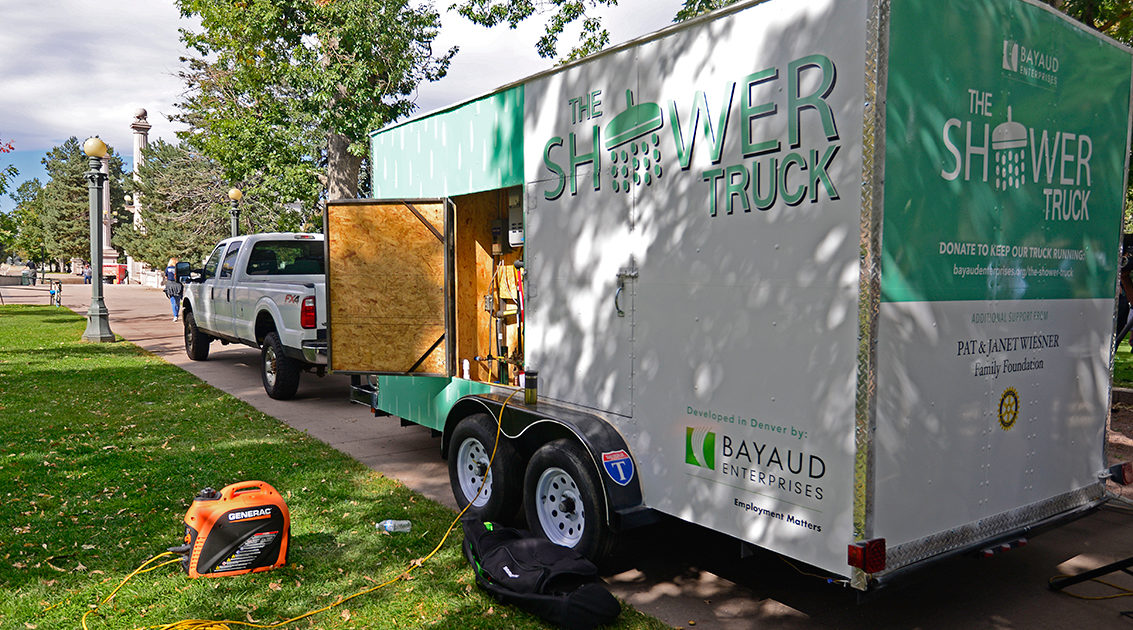 A shower truck is the latest mobile service for Denver's unhoused