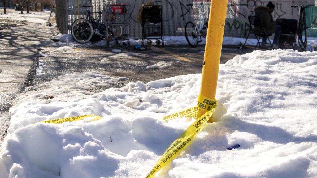 The stretch of California Street in Five Points where people staying in tents were forced to move along. Dec. 3, 2019. (Kevin J. Beaty/Denverite)