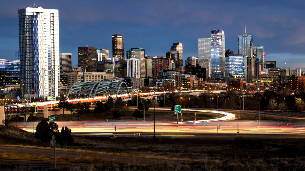 Sunset over the city. Dec. 12, 2019. (Kevin J. Beaty/Denverite)