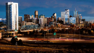Sunset over the city. Dec. 12, 2019. (Kevin J. Beaty/Denverite)
