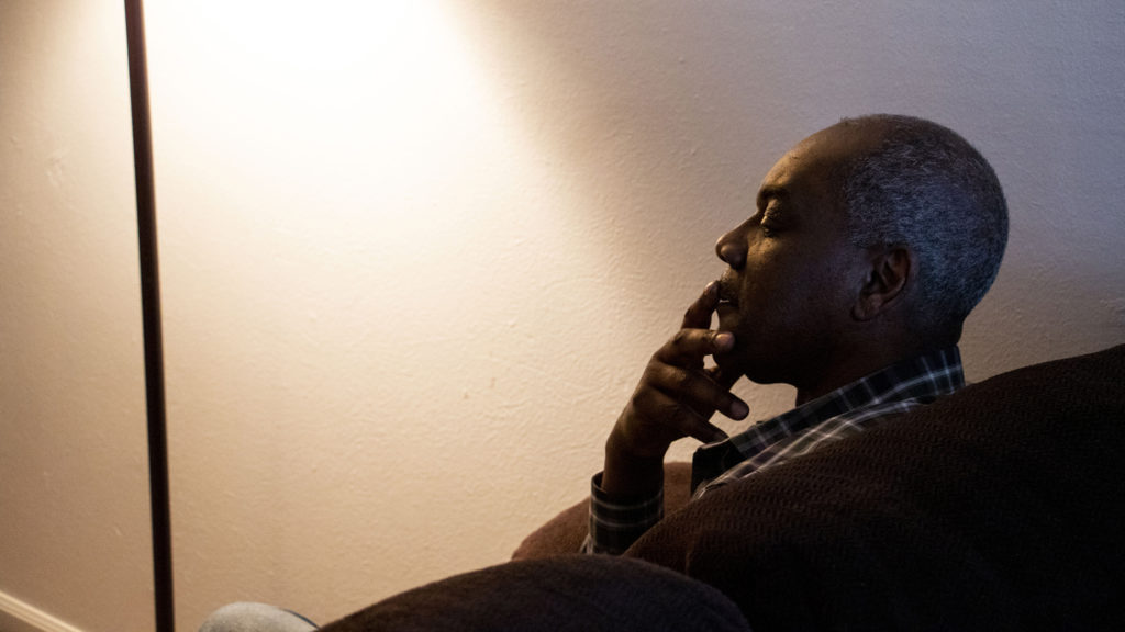 William Dawson speaks to a reporter inside his Aurora apartment, Jan. 7, 2020. (Kevin J. Beaty/Denverite)