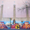 A mural by Adolfo Romero on the Atzlan Theatre, Jan. 14, 2020. (Kevin J. Beaty/Denverite)