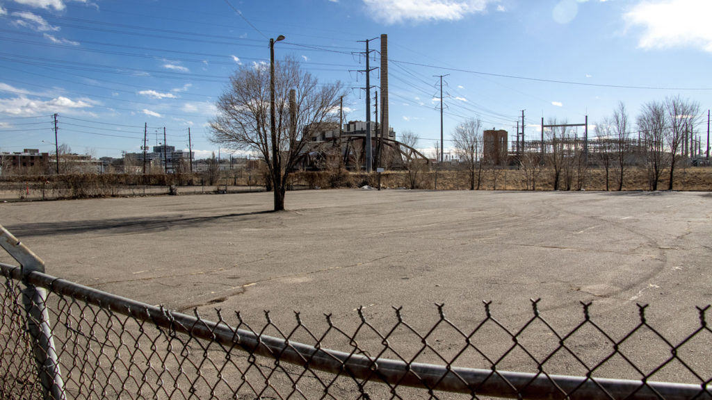 A parking lot across Colfax Avenue from Mile High Stadium in Sun Valley. Jan. 17, 2020. (Kevin J. Beaty/Denverite)