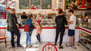 Cone sales were moving on a sunny Saturday at Bonnie Brae Ice Cream, Jan. 25, 2020. (Kevin J. Beaty/Denverite)