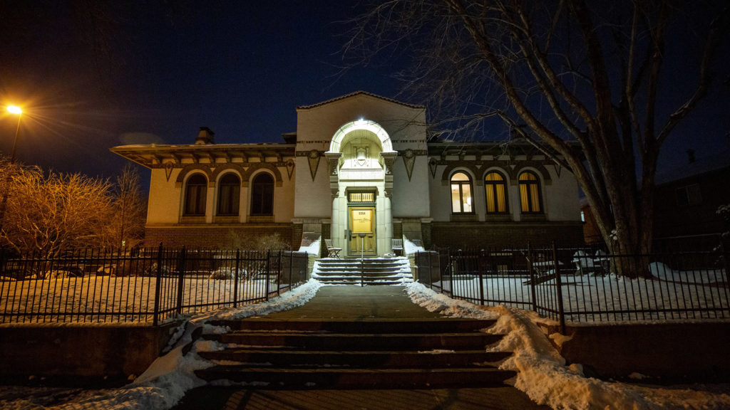 An old Carnegie library in Denver's Cole neighborhood that now houses four homes. Feb. 5, 2020. (Kevin J. Beaty/Denverite)