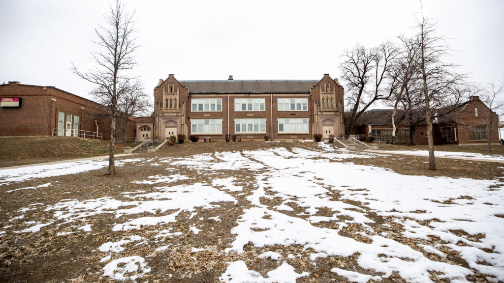 The dormant Rosedale School in Denver's Rosedale neighborhood. Feb. 25, 2020. (Kevin J. Beaty/Denverite)