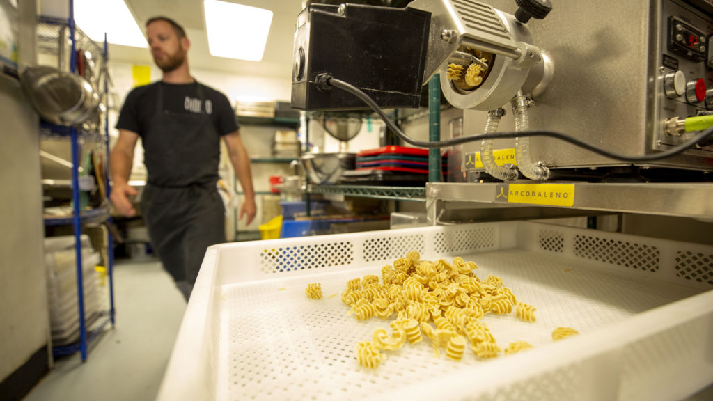 Fresh-made pasta at Dio Mio, Five Points, March 20, 2020. (Kevin J. Beaty/Denverite)