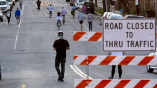 11th Avenue is open to people in Denver's Cheesman Park neighborhood. April 7, 2020. (Kevin J. Beaty/Denverite)