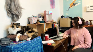 Desiree Collins in her home office, where she's spending a lot of time in social isolation. (Courtesy: Desiree Collins)
