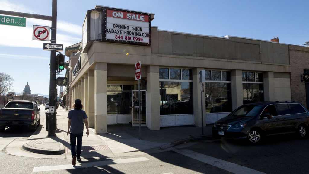 Bad Axe Throwing Denver's future flagship location on Colfax Avenue in Capitol Hill. April 29, 2020. (Kevin J. Beaty/Denverite)