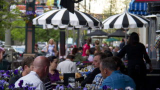 Outdoor dining at Ocean Prime in Larimer Square. (Kevin J. Beaty/Denverite)