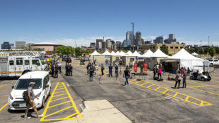A new mass testing facility for COVID-19 at the Pepsi Center. May 21, 2020. (Kevin J. Beaty/Denverite)