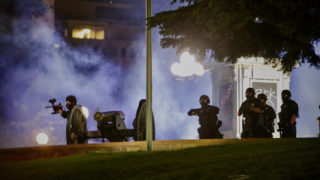 Protesters and police clashed on the second night of protests in downtown Denver during demonstrations over the death of George Floyd on Friday, May 29, 2020. (Hart Van Denburg/CPR)